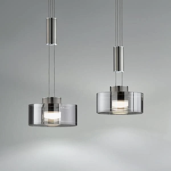 LED-Pendelleuchte Lavin - Eisen / Rauchglas - Matt Nickel - Flammenanzahl: 2