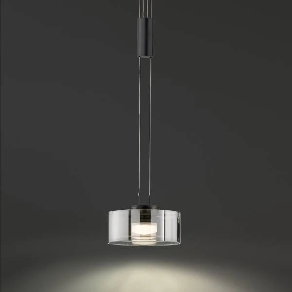 LED-Pendelleuchte Lavin - Eisen / Rauchglas - Schwarz - Flammenanzahl: 1