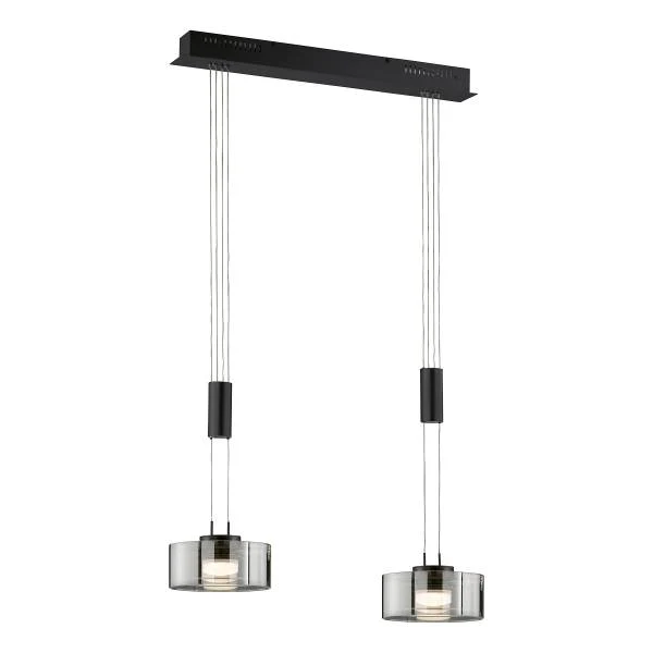 LED-Pendelleuchte Lavin - Eisen / Rauchglas - Schwarz - Flammenanzahl: 2 - Image 3