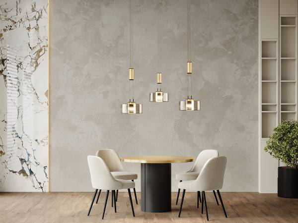 LED-Pendelleuchte Lavin - Eisen / Rauchglas - Schwarz / Gold - Flammenanzahl: 3 - Image 2