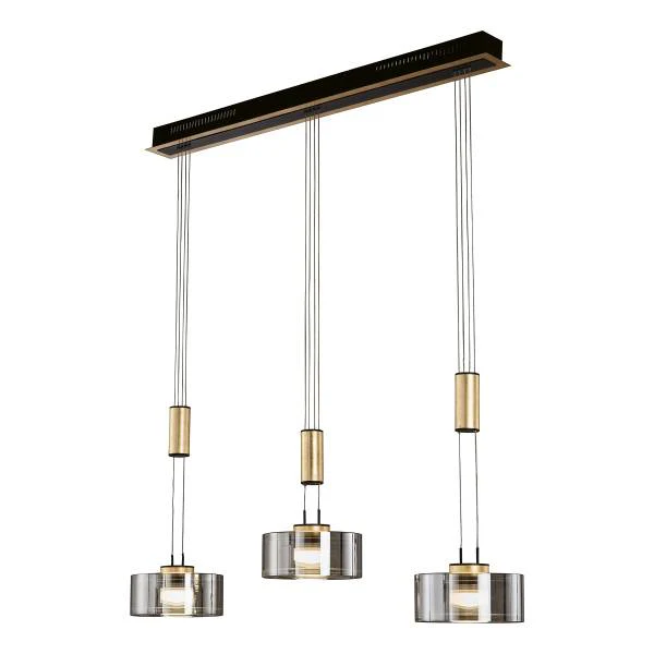 LED-Pendelleuchte Lavin - Eisen / Rauchglas - Schwarz / Gold - Flammenanzahl: 3 - Image 3