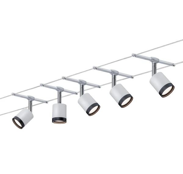 LED-Seilsystem Tube - Chrom - 5-flammig