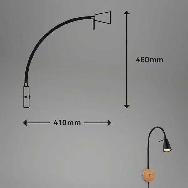 LED-Wandleuchte Leiros - Aluminium / Eiche Massiv - Schwarz - Image 7