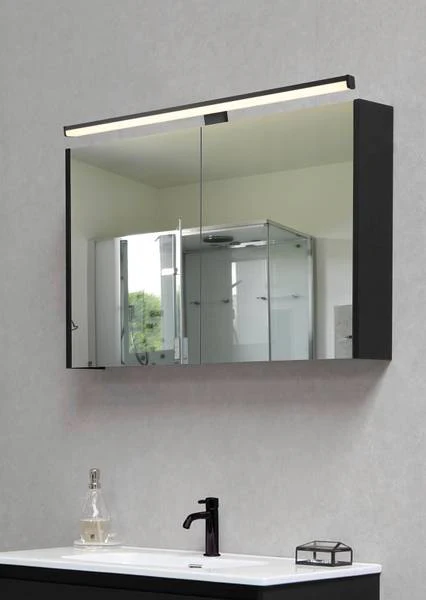 LED-Wandleuchte Lino - Polycarbonat - Schwarz - Breite: 60 cm