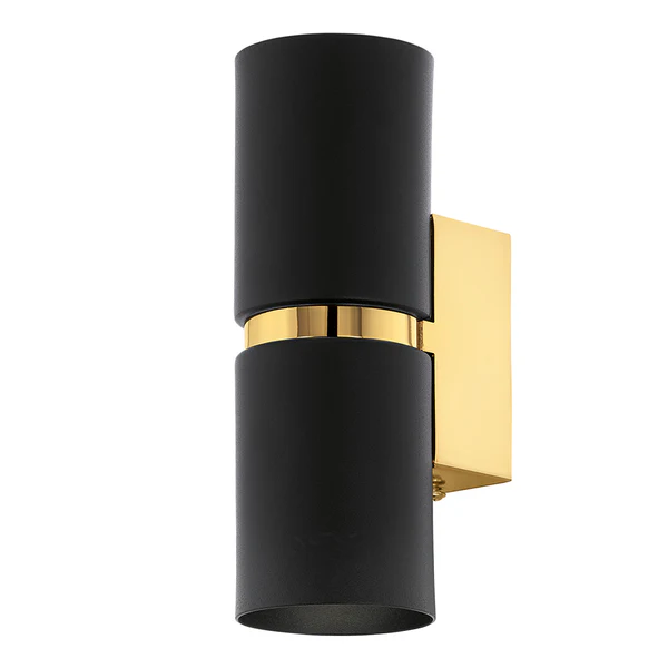 LED-Wandleuchte Passa I - Stahl - 2-flammig - Schwarz / Gold