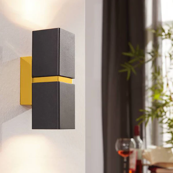 LED-Wandleuchte Passa II - Stahl - 2-flammig - Schwarz / Gold - Image 2