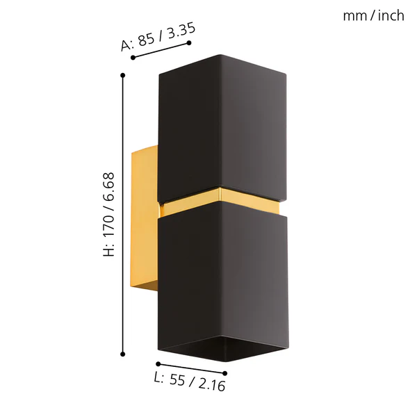 LED-Wandleuchte Passa II - Stahl - 2-flammig - Schwarz / Gold - Image 3