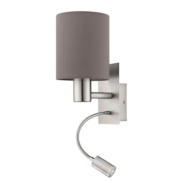 LED-Wandleuchte Pasteri - Mischgewebe / Stahl - 2-flammig - Cappuccino