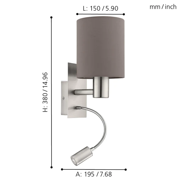 LED-Wandleuchte Pasteri - Mischgewebe / Stahl - 2-flammig - Cappuccino - Image 6