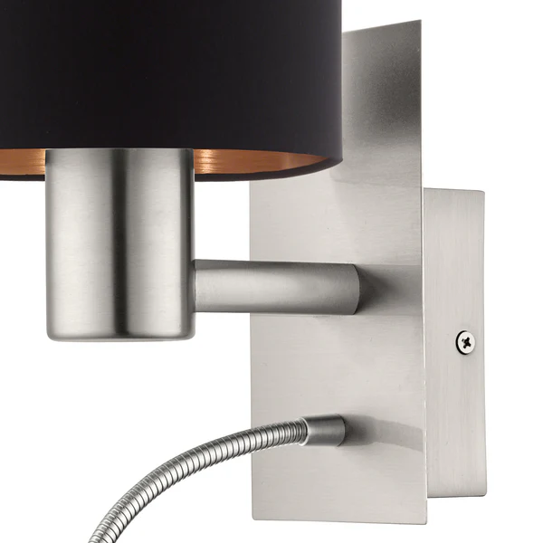 LED-Wandleuchte Pasteri - Mischgewebe / Stahl - 2-flammig - Schwarz - Image 5