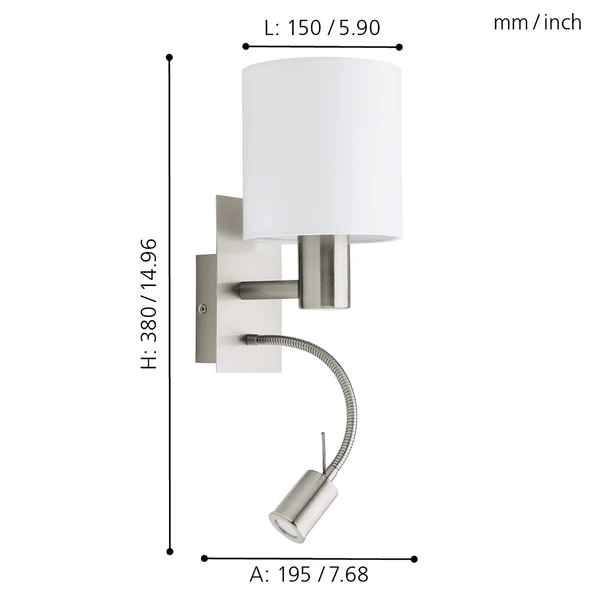 LED-Wandleuchte Pasteri - Mischgewebe / Stahl - 2-flammig - Weiß - Image 6