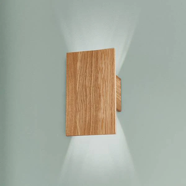 LED-Wandleuchte Shine Wood Panel - Eisen / Eiche Massiv - 4-flammig