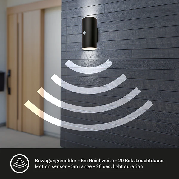 LED-Wandleuchte Upsa mit Sensor - Kunststoff - 1-flammig - Schwarz - Image 5