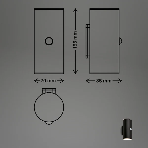 LED-Wandleuchte Upsa mit Sensor - Kunststoff - 1-flammig - Schwarz - Image 8