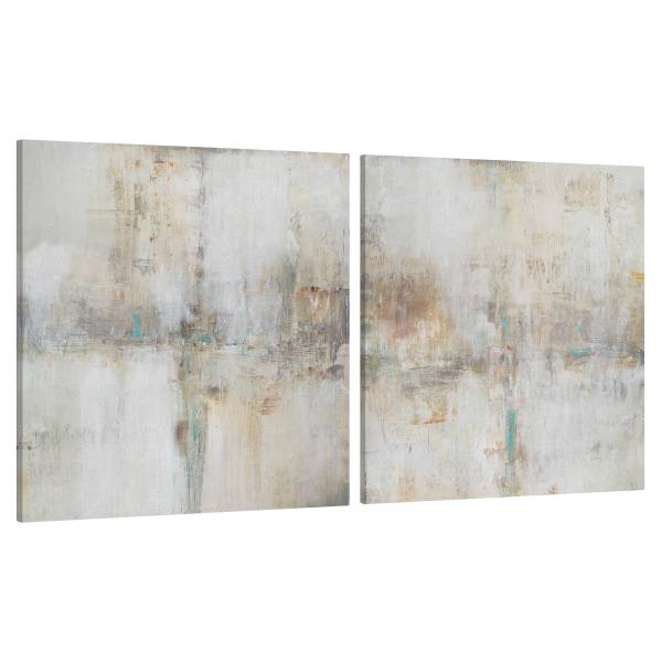 Leinwandbild Essenz Set I 2-teilig - Canvas / Fichte massiv - Grau / Mehrfarbig - 80 x 40 cm - Image 5