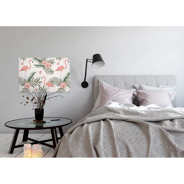 Leinwandbild Flamingos Tropical Vibes - Polyester PVC / Fichtenholz - Pink / Grün - Image 6