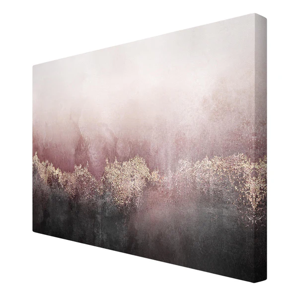 Leinwandbild Goldene Dämmerung Rosa I - Pink - 90 x 60 x 2 cm - Breite: 90 cm