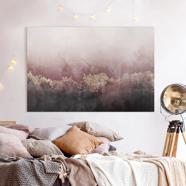 Leinwandbild Goldene Dämmerung Rosa I - Pink - 90 x 60 x 2 cm - Breite: 90 cm - Image 2