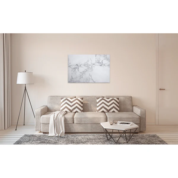 Leinwandbild White Marble - Polyester PVC / Fichtenholz - Weiß / Grau - Image 2