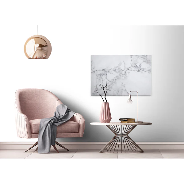 Leinwandbild White Marble - Polyester PVC / Fichtenholz - Weiß / Grau - Image 5