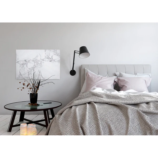 Leinwandbild White Marble - Polyester PVC / Fichtenholz - Weiß / Grau - Image 6