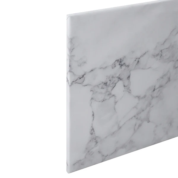 Leinwandbild White Marble - Polyester PVC / Fichtenholz - Weiß / Grau - Image 7