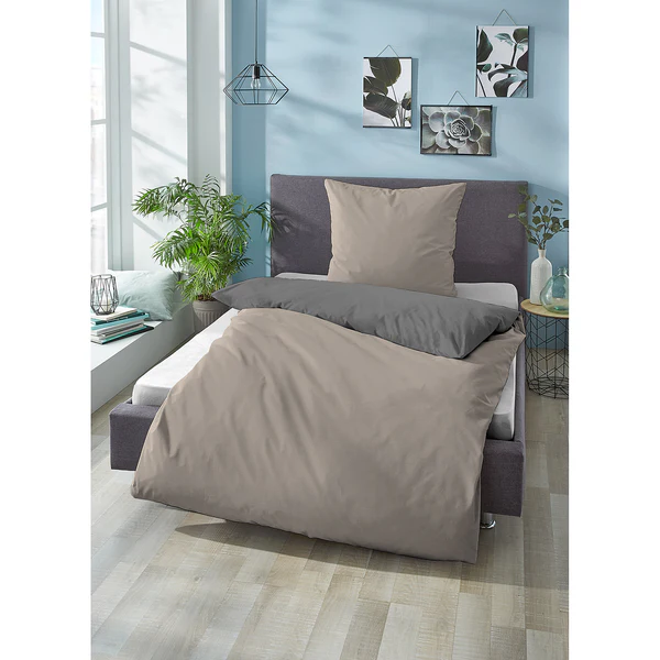 Linon Bettwäsche 0455775 - Baumwolle - Taupe - 155 x 220 cm + Kissen 80 x 80 cm - Image 2