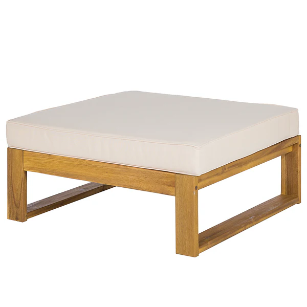 Loungehocker Mavre aus Akazienholz - Weiß - Webstoff - Akazie - 73 x 35 x 73 cm