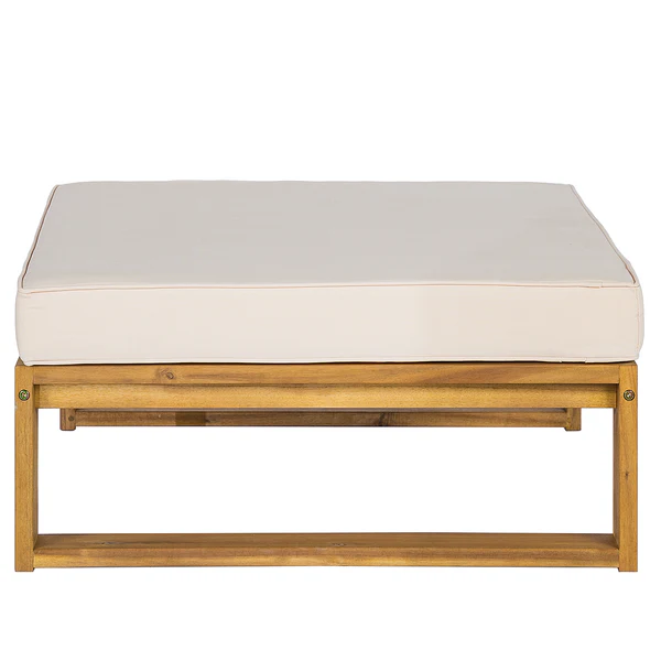 Loungehocker Mavre aus Akazienholz - Weiß - Webstoff - Akazie - 73 x 35 x 73 cm - Image 3