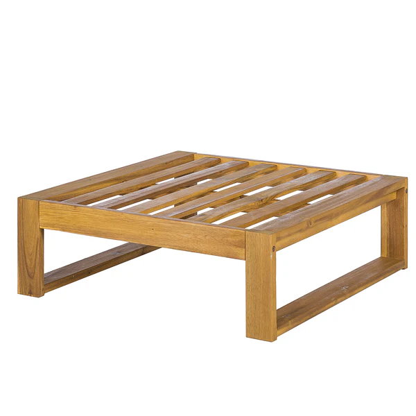 Loungehocker Mavre aus Akazienholz - Weiß - Webstoff - Akazie - 73 x 35 x 73 cm - Image 4