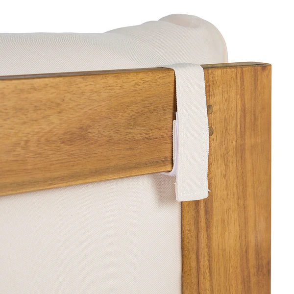 Loungehocker Mavre aus Akazienholz - Weiß - Webstoff - Akazie - 73 x 35 x 73 cm - Image 8