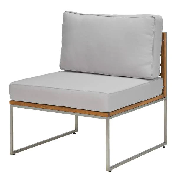 Loungesessel TEAKLINE - Webstoff / Teak massiv - Hellgrau - Image 13