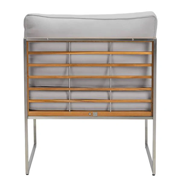 Loungesessel TEAKLINE - Webstoff / Teak massiv - Hellgrau - Image 8