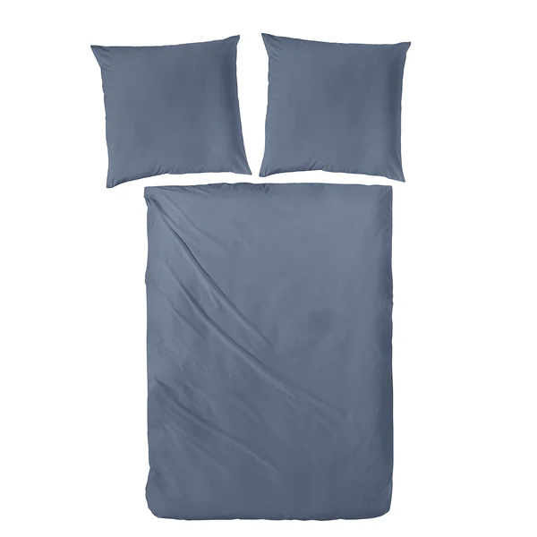 Luxus-Satin-Bettwäsche Montainville - Baumwolle - Jeansblau - 200 x 200 cm + 2 Kissen 80 x 80 cm