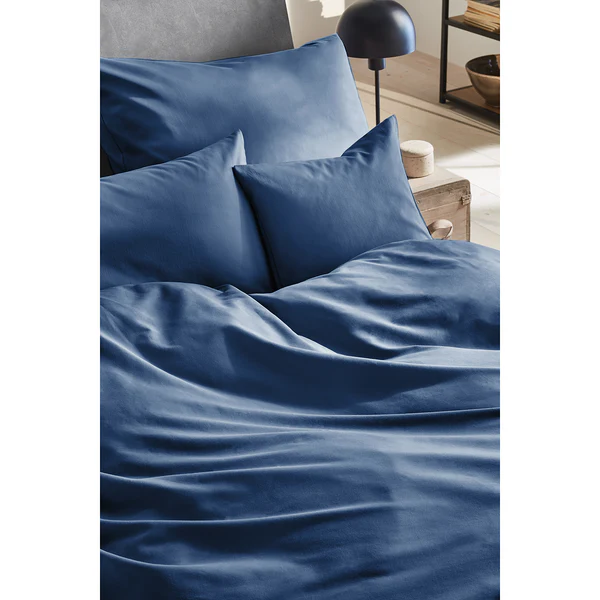 Luxus-Satin-Bettwäsche Montainville - Baumwolle - Jeansblau - 200 x 200 cm + 2 Kissen 80 x 80 cm - Image 4