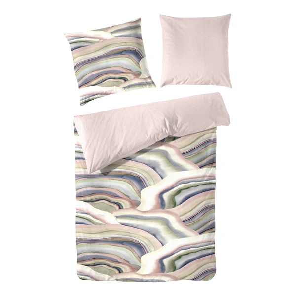 Mako-Satin-Bettwäsche Achat - Baumwolle - Multicolor - 135 x 200 cm + Kissen 80 x 80 cm
