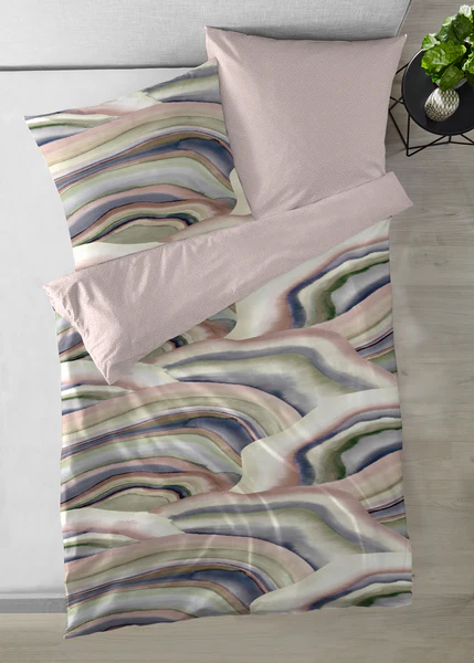 Mako-Satin-Bettwäsche Achat - Baumwolle - Multicolor - 135 x 200 cm + Kissen 80 x 80 cm - Image 2