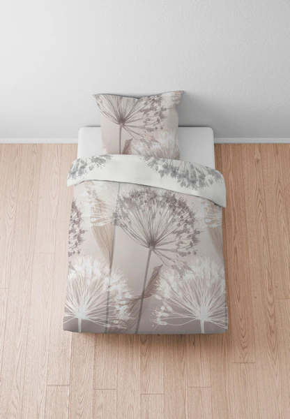 Mako-Satin Bettwäsche Faeda - Baumwolle - Taupe - 155 x 220 cm + Kissen 80 x 80 cm - Image 2