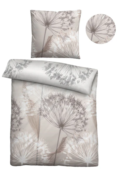Mako-Satin Bettwäsche Faeda - Baumwolle - Taupe - 155 x 220 cm + Kissen 80 x 80 cm - Image 4