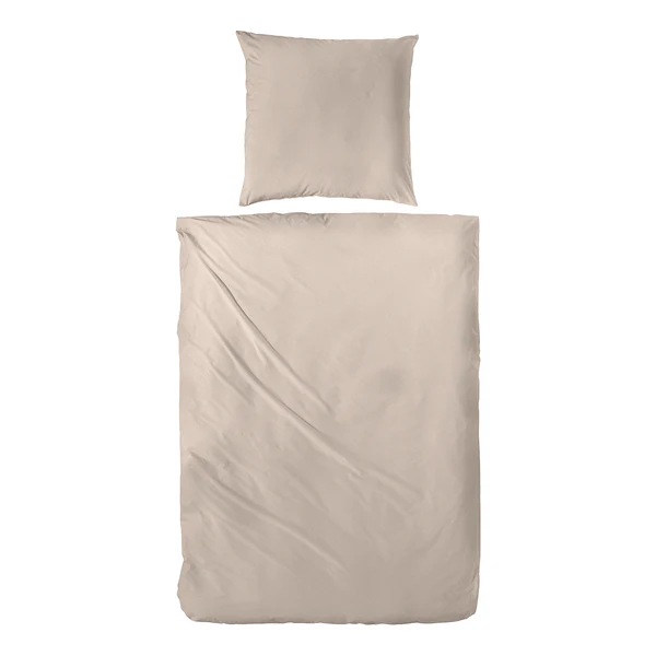 Mako-Satin Bettwäsche Falsches Uni - Baumwolle - Beige - 155 x 220 cm + Kissen 80 x 80 cm