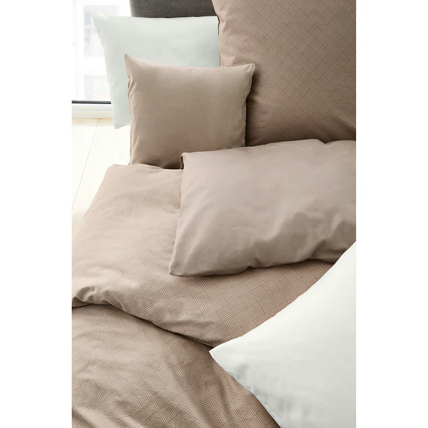 Mako-Satin Bettwäsche Falsches Uni - Baumwolle - Beige - 155 x 220 cm + Kissen 80 x 80 cm - Image 2