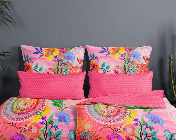 Mako-Satin-Bettwäsche Giselah - Baumwolle - Pink - 135 x 200 cm + Kissen 80 x 80 cm - Image 3