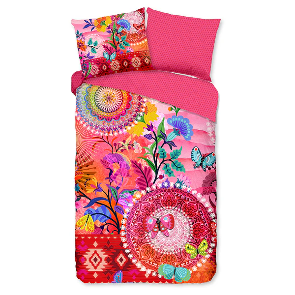 Mako-Satin-Bettwäsche Giselah - Baumwolle - Pink - 140 x 200/220 cm + Kissen 70 x 60 cm