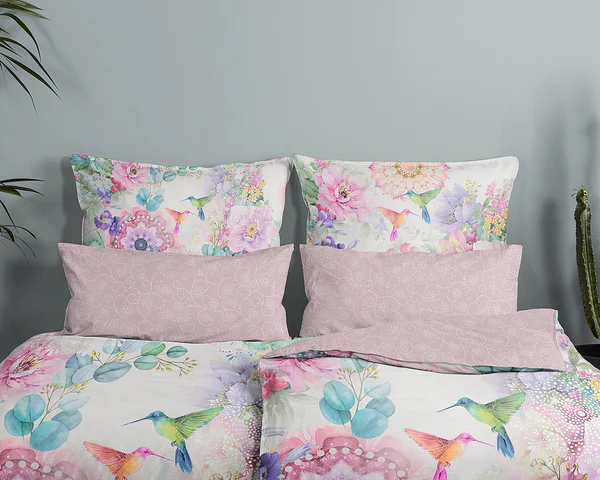 Mako-Satin-Bettwäsche Isaye - Baumwolle - Rosa - 135 x 200 cm + Kissen 80 x 80 cm - Image 3