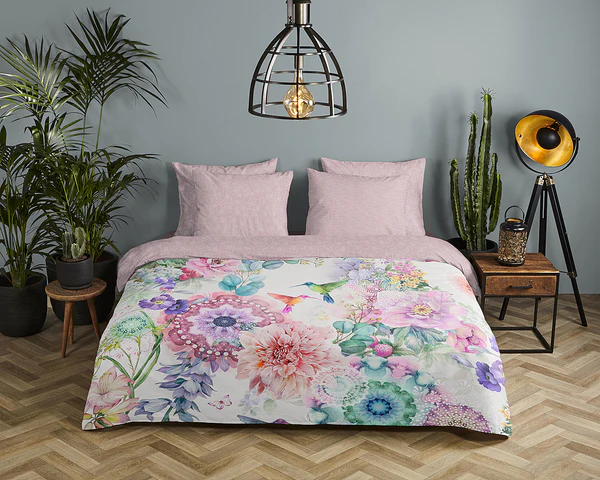 Mako-Satin-Bettwäsche Isaye - Baumwolle - Rosa - 140 x 200 cm + Kissen 90 x 70 cm - Image 2