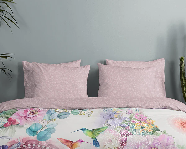 Mako-Satin-Bettwäsche Isaye - Baumwolle - Rosa - 140 x 200 cm + Kissen 90 x 70 cm - Image 3