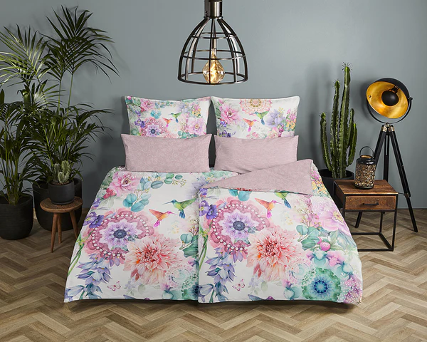 Mako-Satin-Bettwäsche Isaye - Baumwolle - Rosa - 155 x 220 cm + Kissen 80 x 80 cm - Image 2