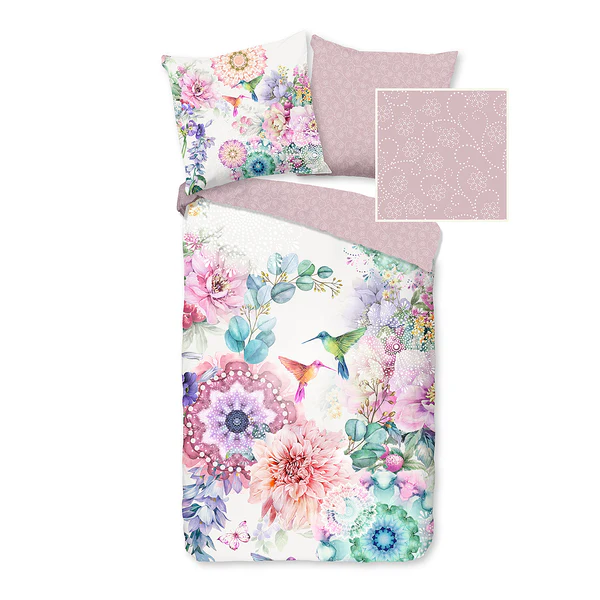 Mako-Satin-Bettwäsche Isaye - Baumwolle - Rosa - 155 x 220 cm + Kissen 80 x 80 cm - Image 4