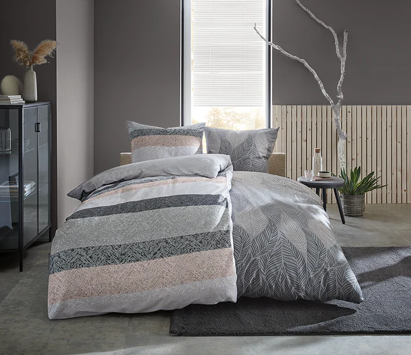 Mako-Satin Bettwäsche Jamiro - Baumwolle - Grau - 155 x 220 cm - Image 2