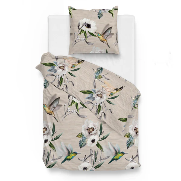 Mako-Satin-Bettwäsche Jun - Baumwolle - Beige - 220 x 155 cm